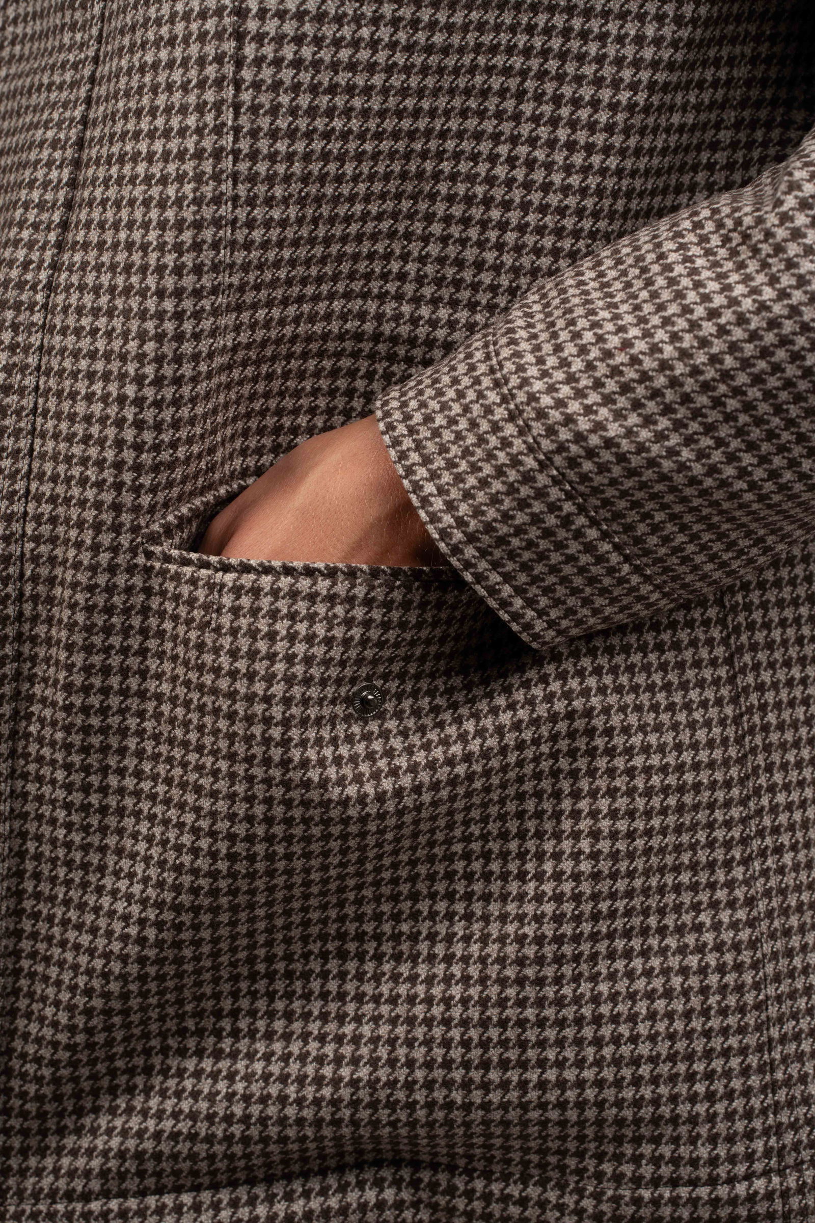 Winter Wool Houndstooth Jacket Brown - Jackets - Cavour